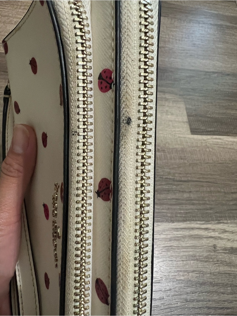kate spade cream wristlet with red ladybug print - Picture 11 of 11